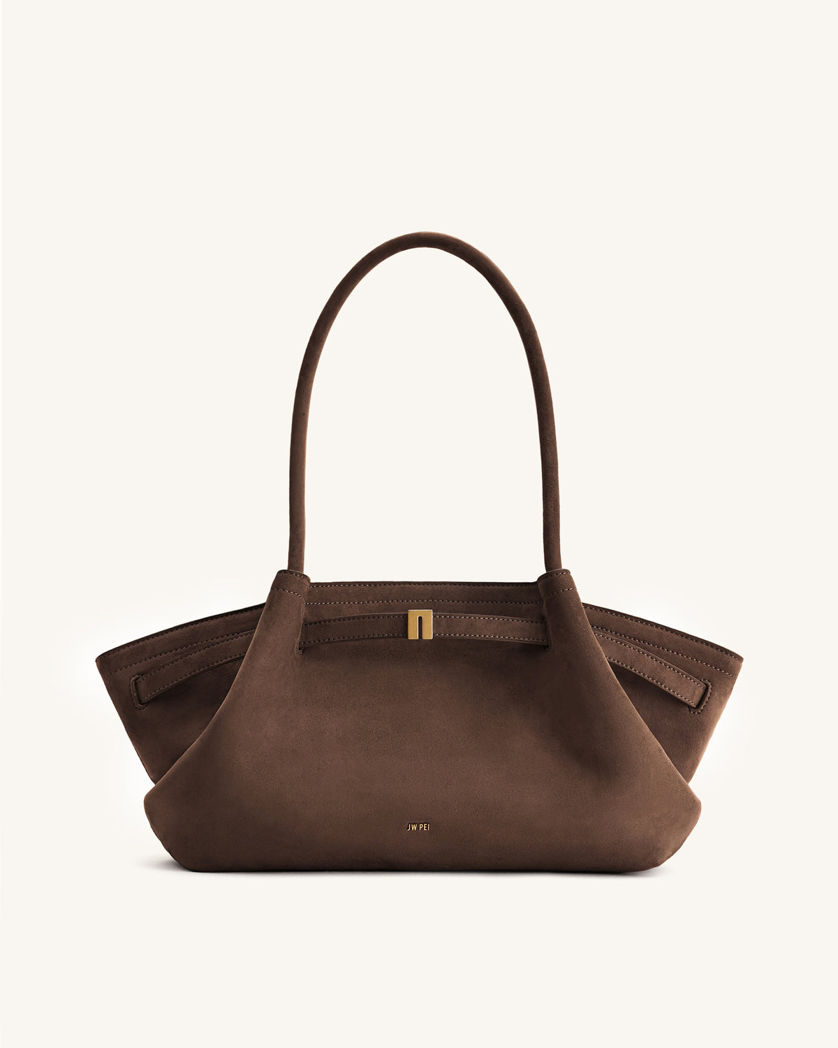 Hana Wide Faux Suede Tote Bag - Dark Brown - view 1