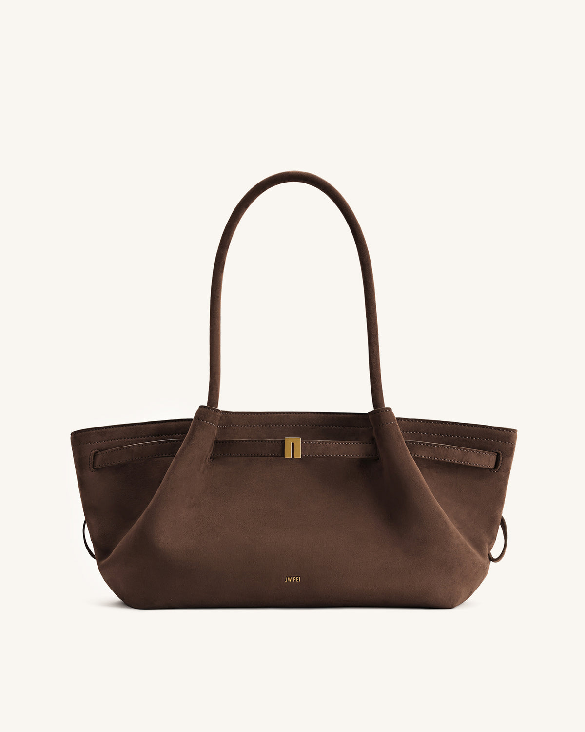 Hana Wide Faux Suede Tote Bag - Dark Brown - view 2