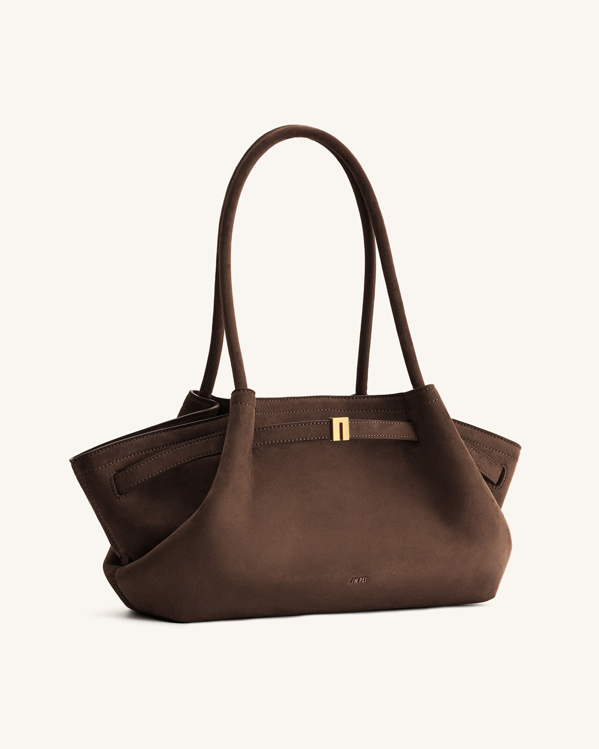 Hana Wide Faux Suede Tote Bag - Dark Brown - view 3