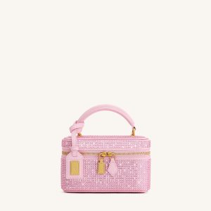 Cleo Artificial Crystal Box Shape Top Handle Bag - Pink - view 1