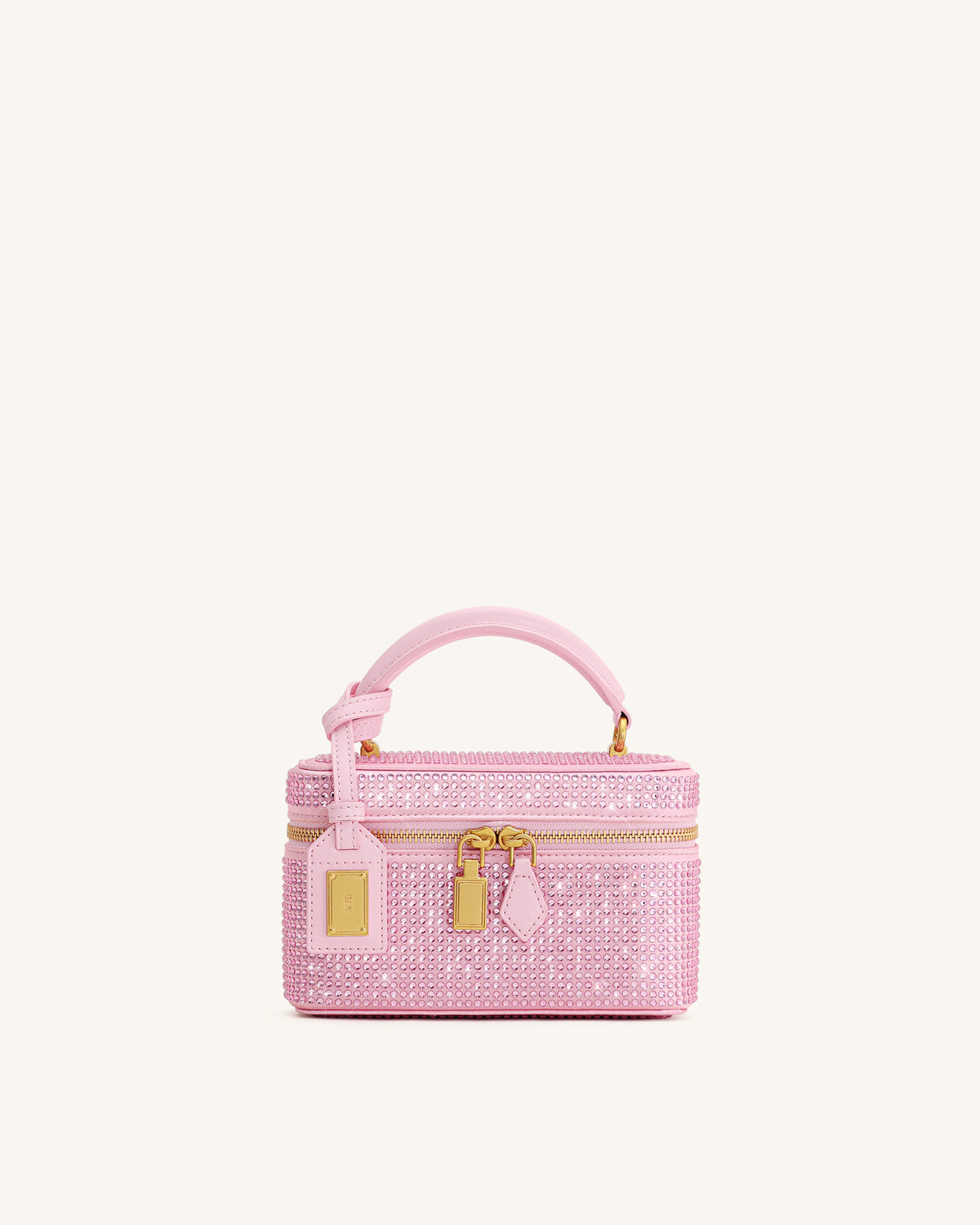 Cleo Artificial Crystal Box Shape Top Handle Bag - Pink - view 1