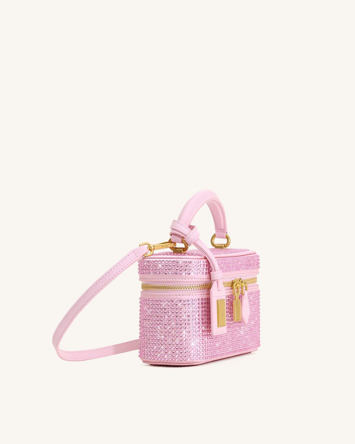 Cleo Artificial Crystal Box Shape Top Handle Bag - Pink - view 2