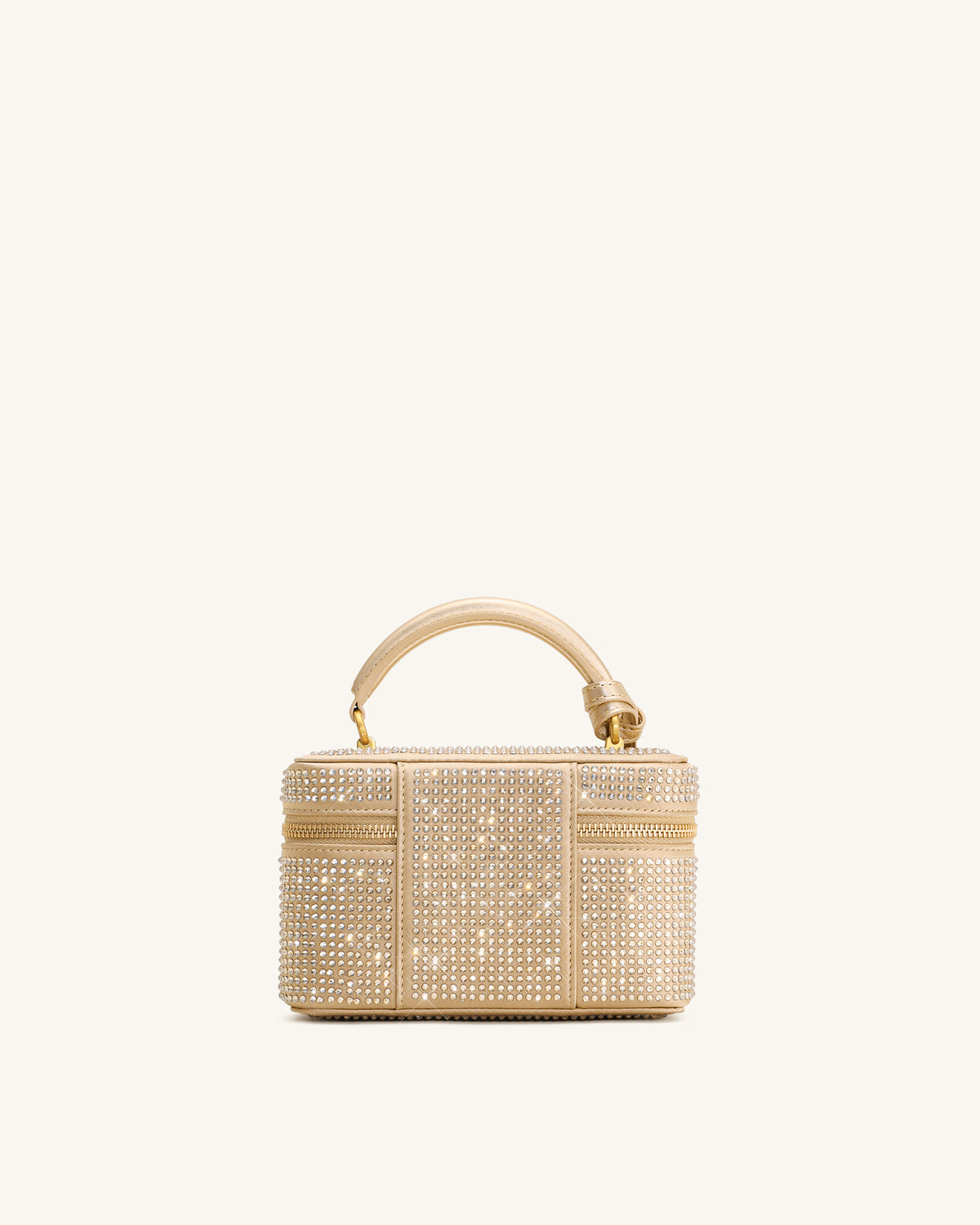 Cleo Artificial Crystal Box Shape Top Handle Bag - Champagne - view 4
