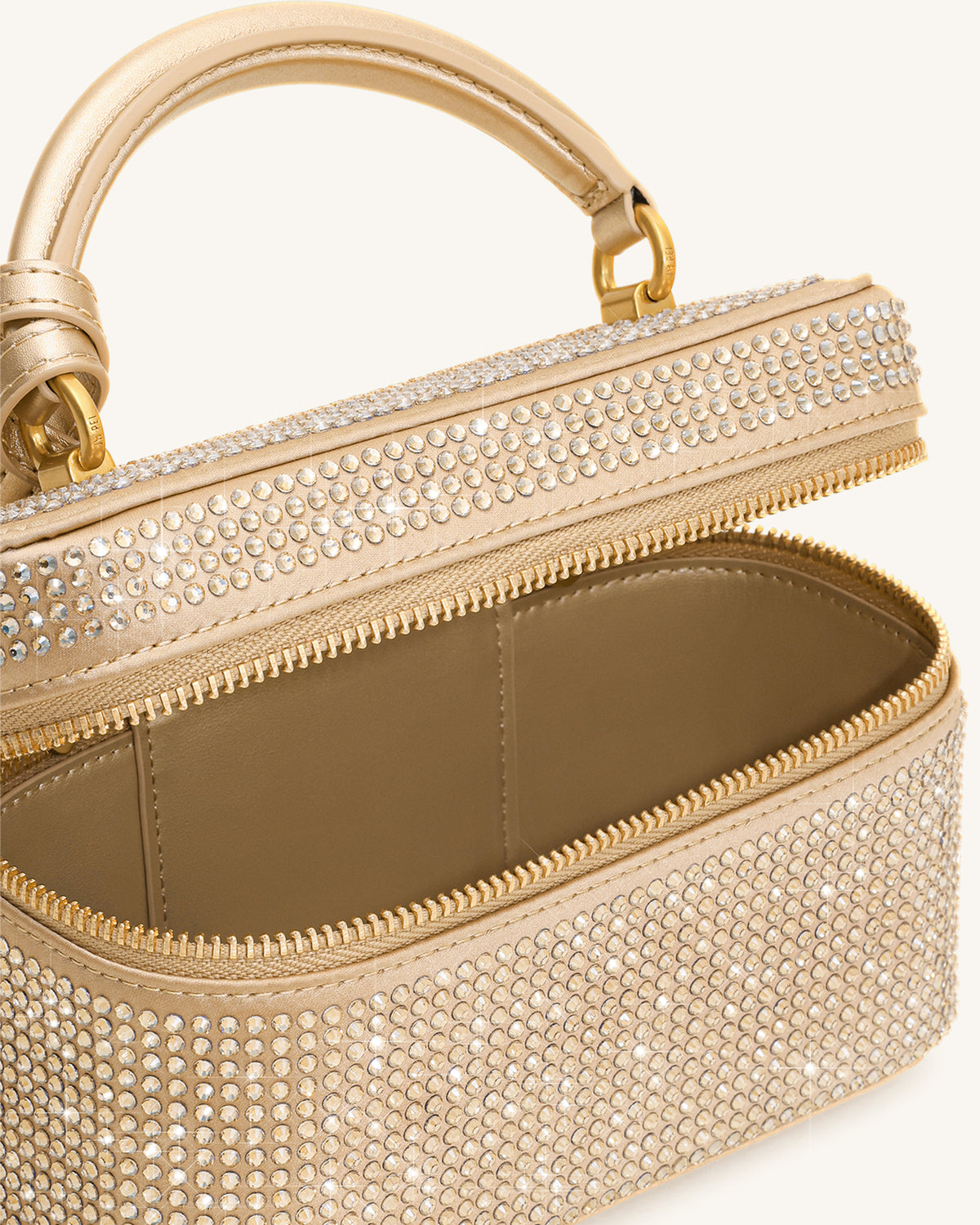 Cleo Artificial Crystal Box Shape Top Handle Bag - Champagne - view 5