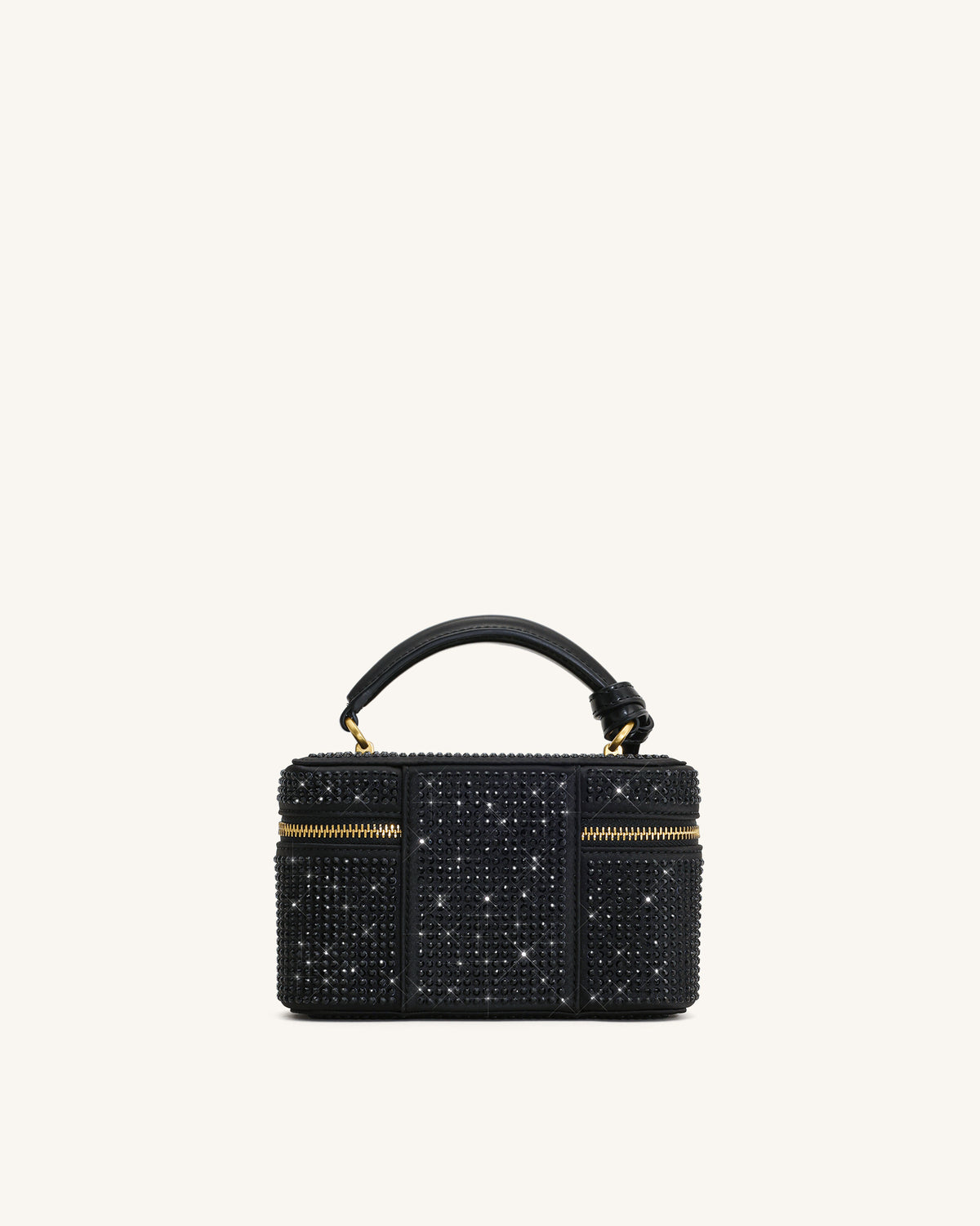 Cleo Artificial Crystal Box Shape Top Handle Bag - Black - view 3