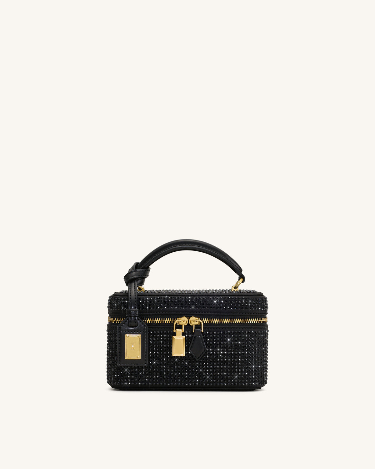 Cleo Artificial Crystal Box Shape Top Handle Bag - Black - view 1