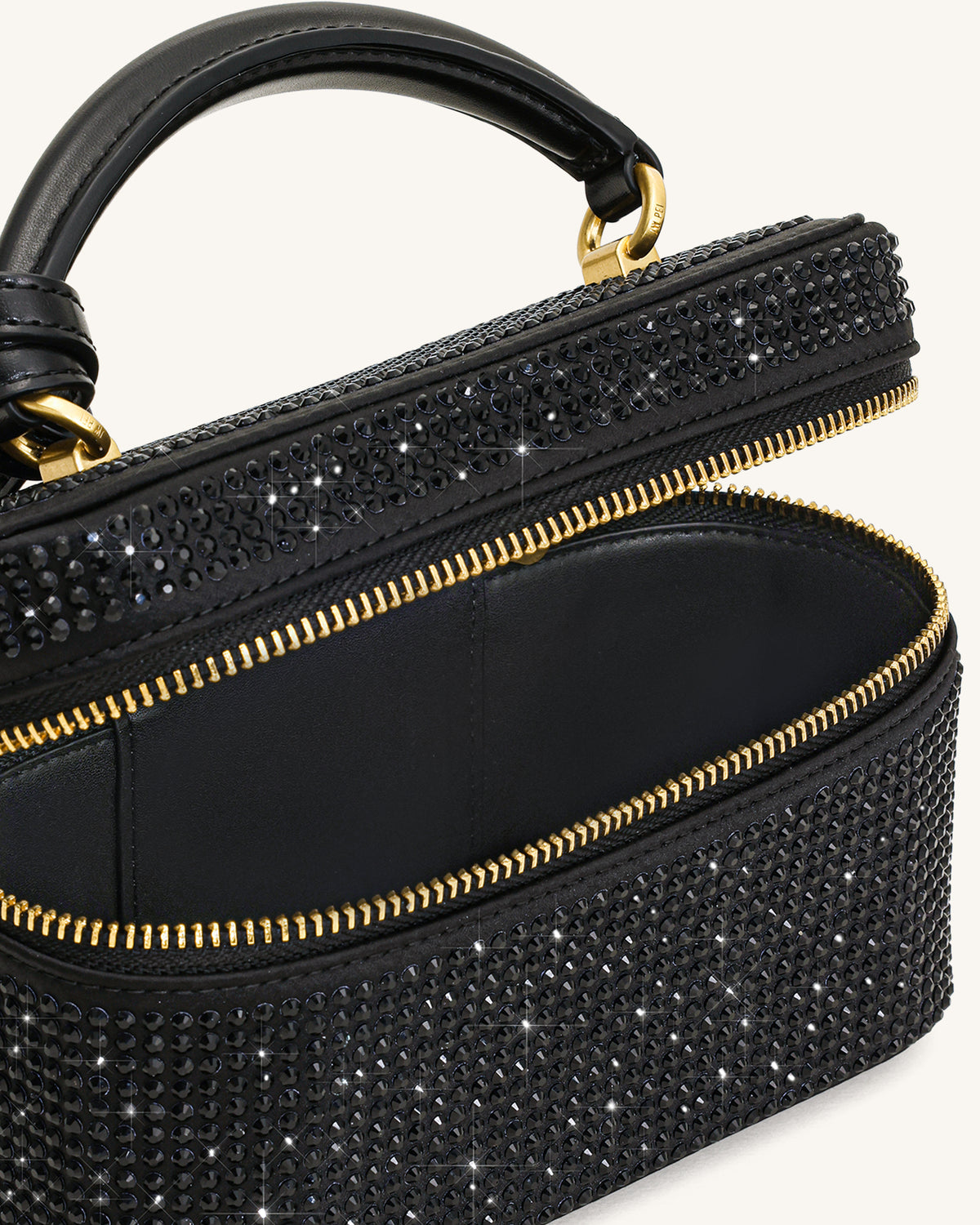 Cleo Artificial Crystal Box Shape Top Handle Bag - Black - view 4
