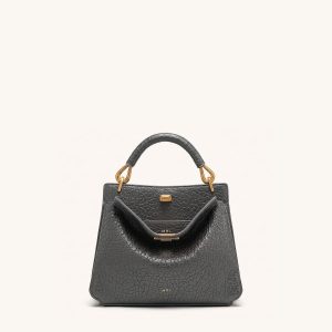 Lucia Elephant-Effect Top Handle Bag - Slate Gray - view 1