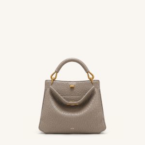 Lucia Elephant-Effect Top Handle Bag - Stone Gray - view 1