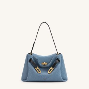 Rhea Double Buckle Shoulder Bag - Light Blue Denim - view 1