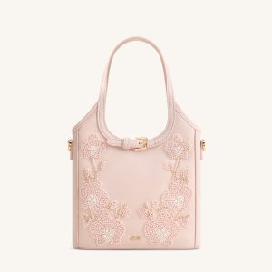 Brooke Mini Belted Embellished Orchid Beaded Top Handle Bag - Pink - view 1