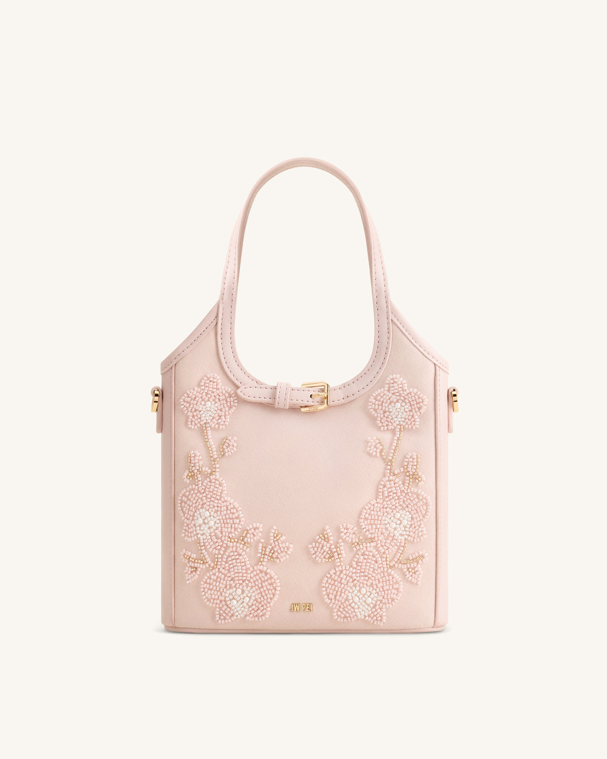 Brooke Mini Belted Embellished Orchid Beaded Top Handle Bag - Pink - view 1