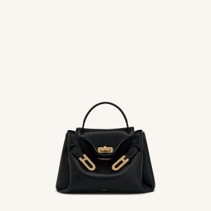 Rhea Small Pebbled Double Buckle Shoulder Bag - Black - view 1
