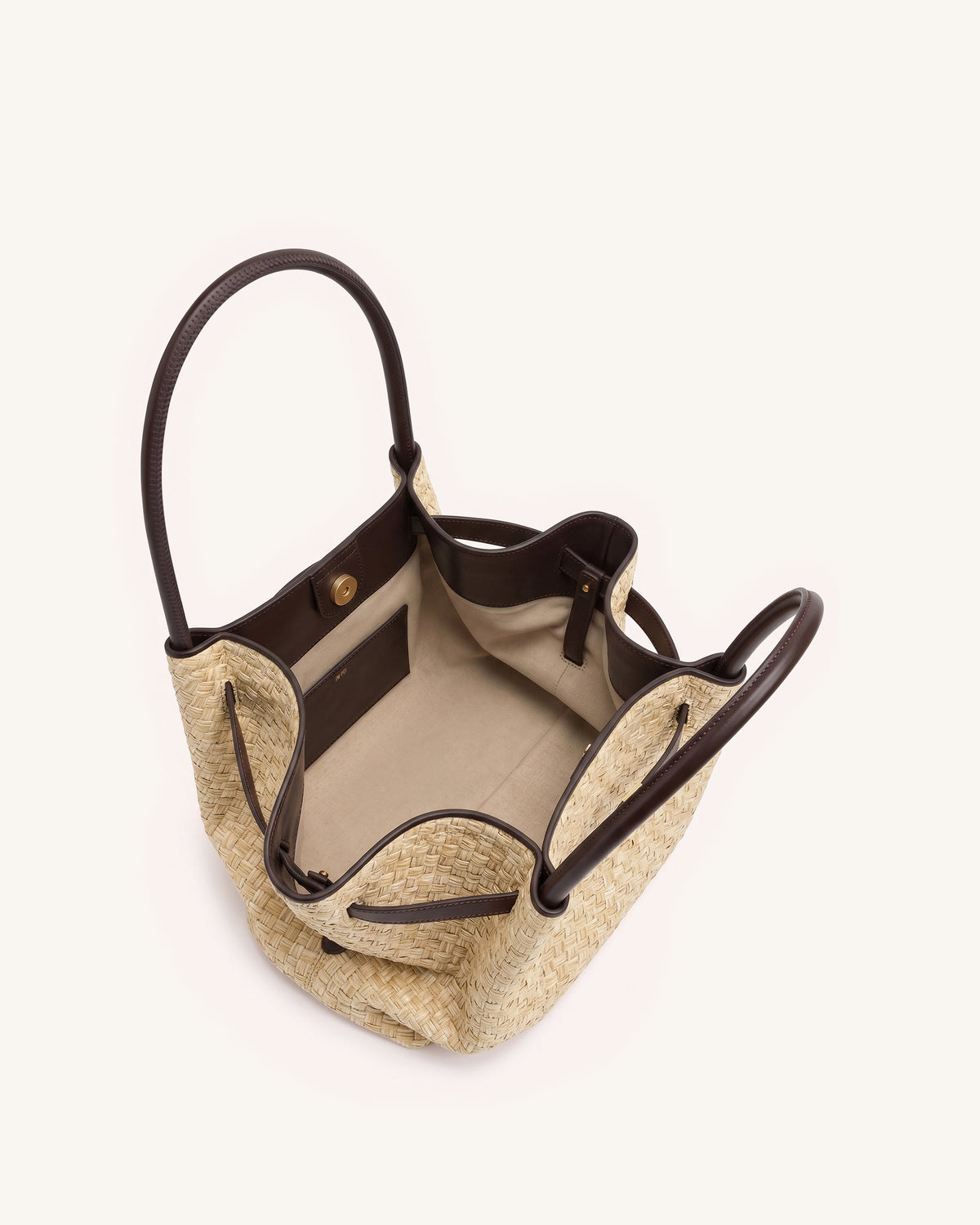 Hana Medium Faux Straw Tote Bag - Brown - view 4
