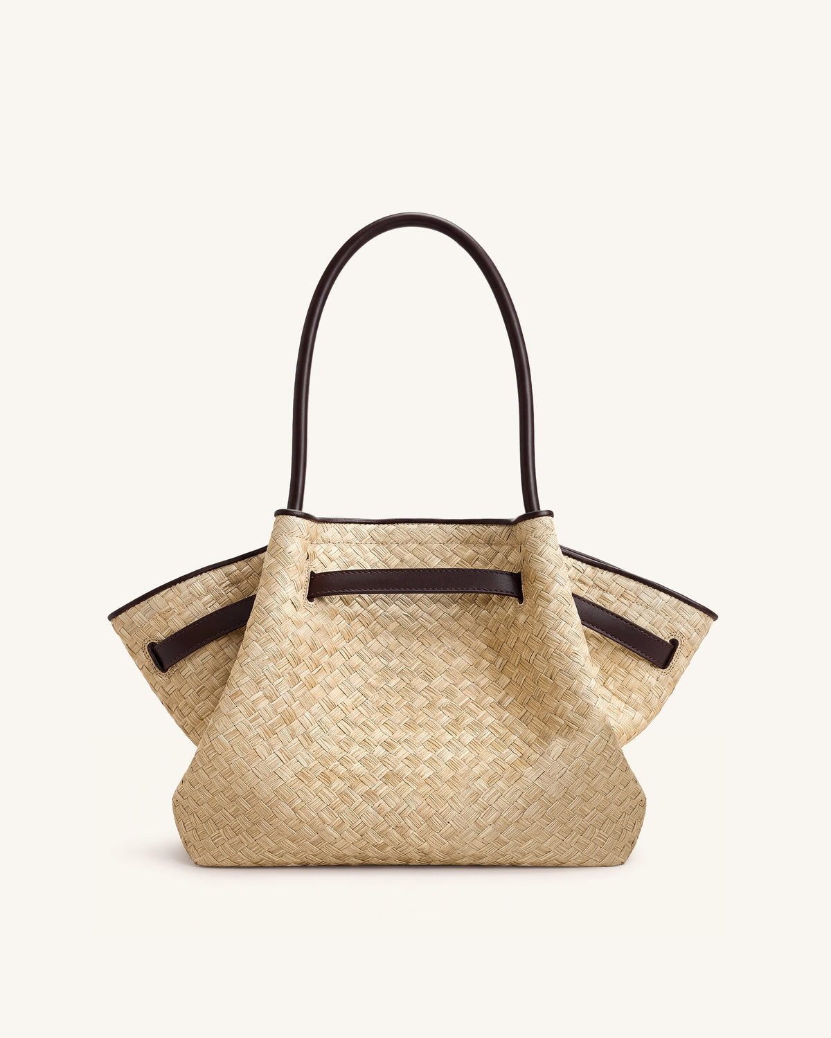Hana Medium Faux Straw Tote Bag - Brown - view 3