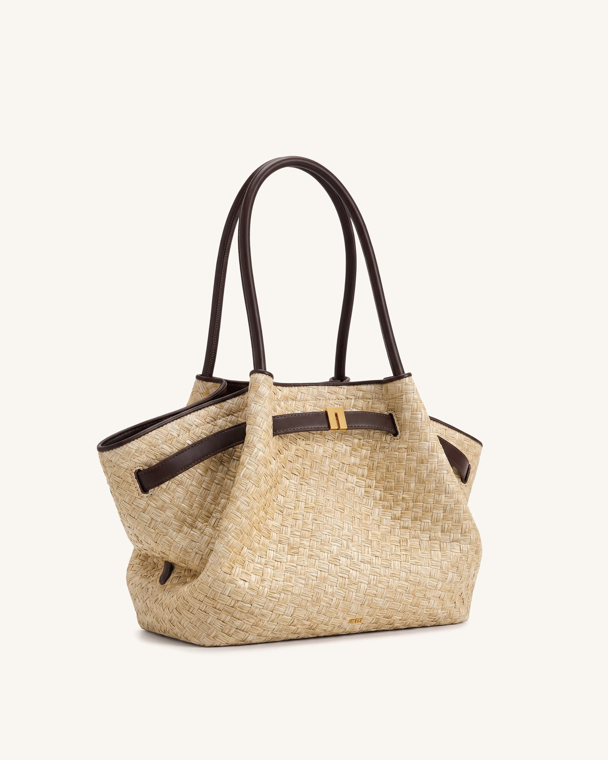 Hana Medium Faux Straw Tote Bag - Brown - view 2