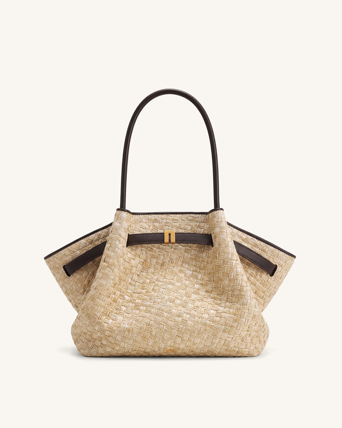 Hana Medium Faux Straw Tote Bag - Brown - view 1