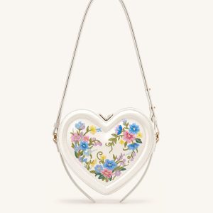 Arlene Embroidered Heart Shape Crossbody Bag - Ivory White - view 1