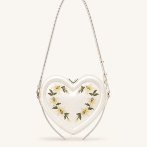 Arlene Embroidered Heart Shape Crossbody Bag - Milky White - view 1