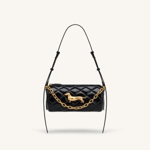 Lucienne Dachshund Quilted Chain Shoulder Bag - Black - view 1