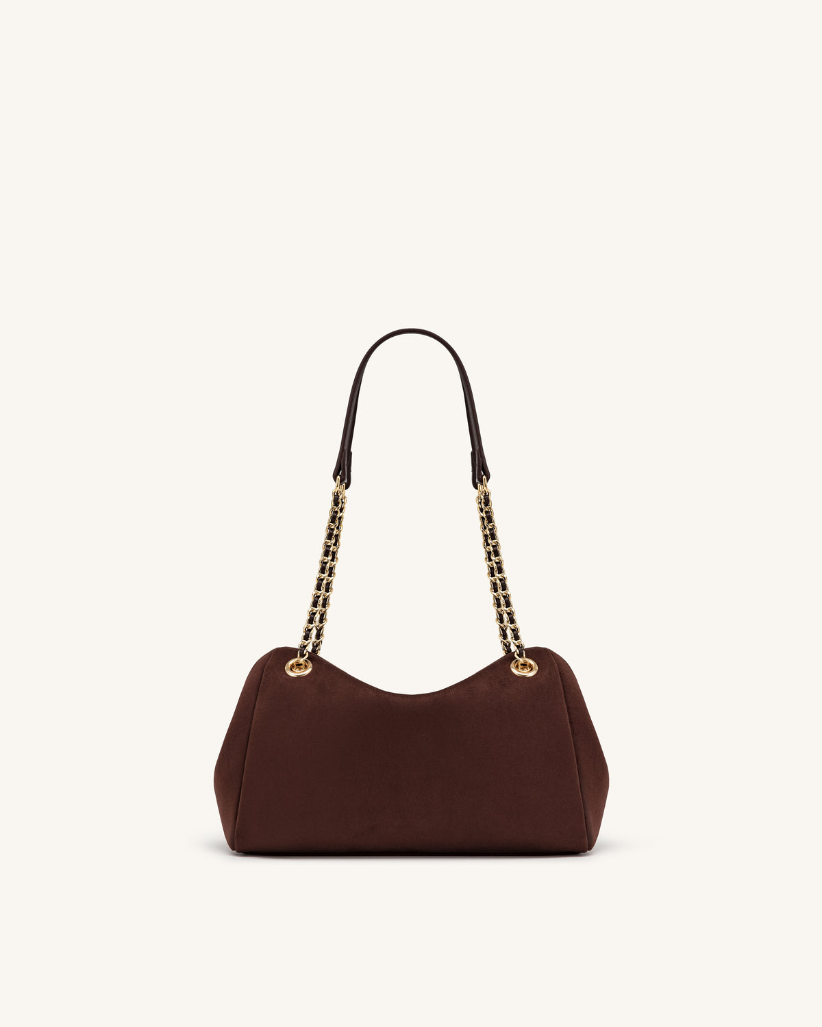 Mireya Faux Suede Chain Shoulder Bag - Dark Brown - view 3