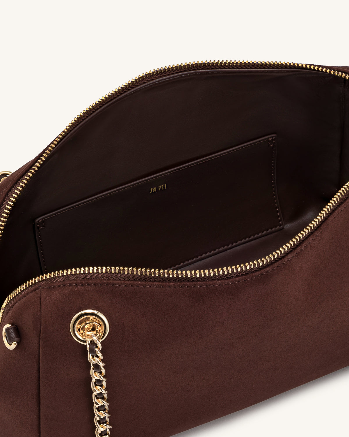 Mireya Faux Suede Chain Shoulder Bag - Dark Brown - view 4