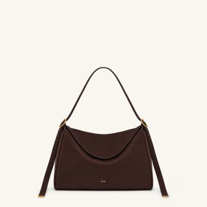 Elowen Faux Suede Flap Shoulder Bag - Dark Brown - view 1