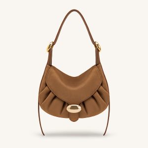 Avery Faux Suede Draped Hobo Bag - Camel - view 1