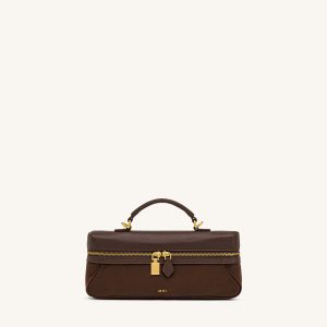 Cleo Faux Suede Vanity Bag - Dark Brown - view 1