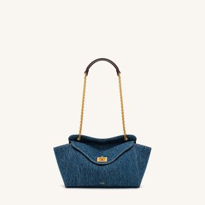 Lucia Envelope Chain Shoulder Bag - Blue Denim - view 1