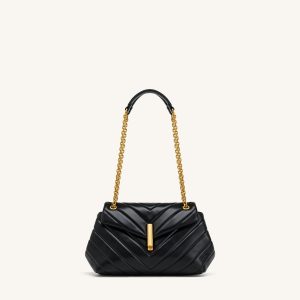 Valerie Quilted Chain Flap Shoulder Bag - Black - view 1
