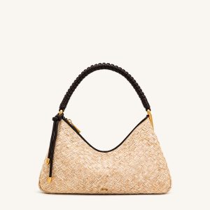 Lorena Faux Straw Shoulder Bag - Brown - view 1