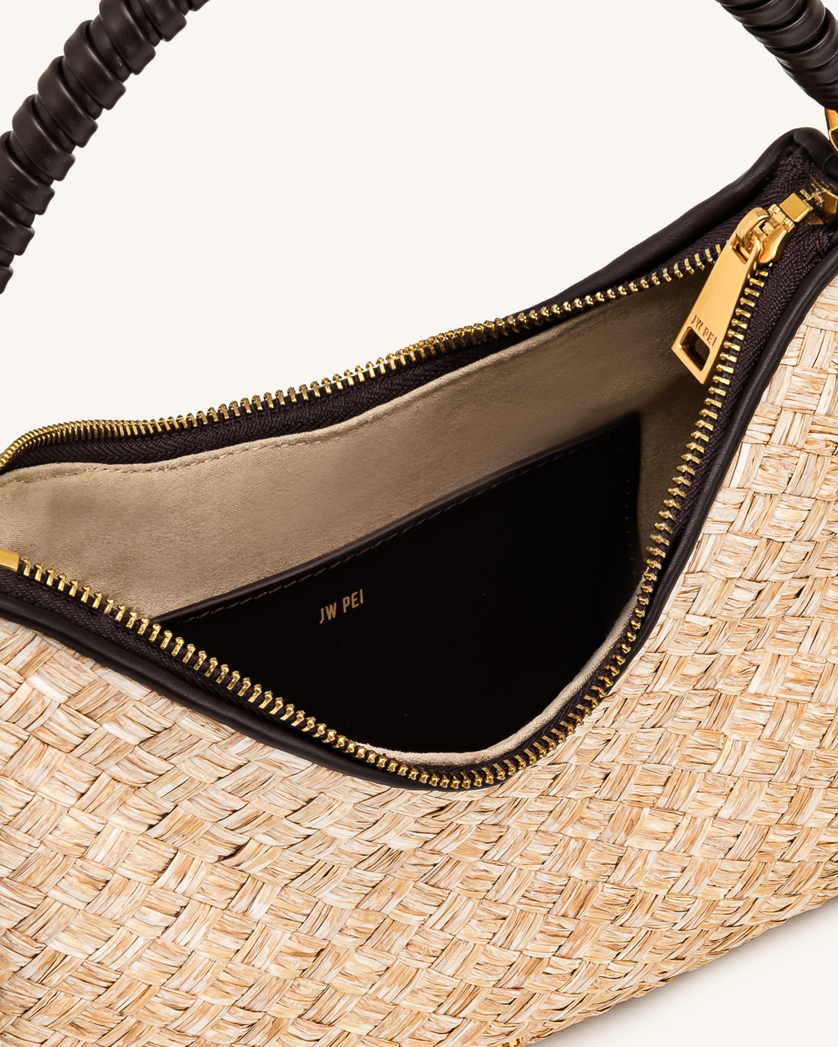 Lorena Faux Straw Shoulder Bag - Brown - view 4