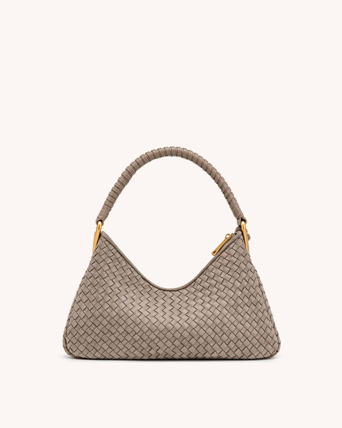 Lorena Woven Faux Suede Shoulder Bag - Stone Taupe - view 3