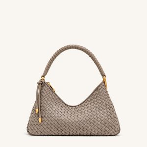 Lorena Woven Faux Suede Shoulder Bag - Stone Taupe - view 1