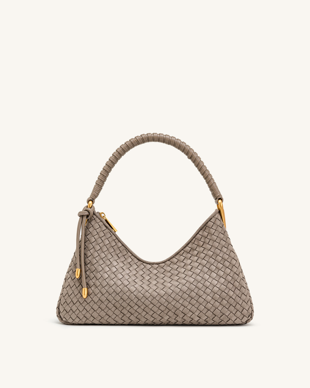 Lorena Woven Faux Suede Shoulder Bag - Stone Taupe - view 1