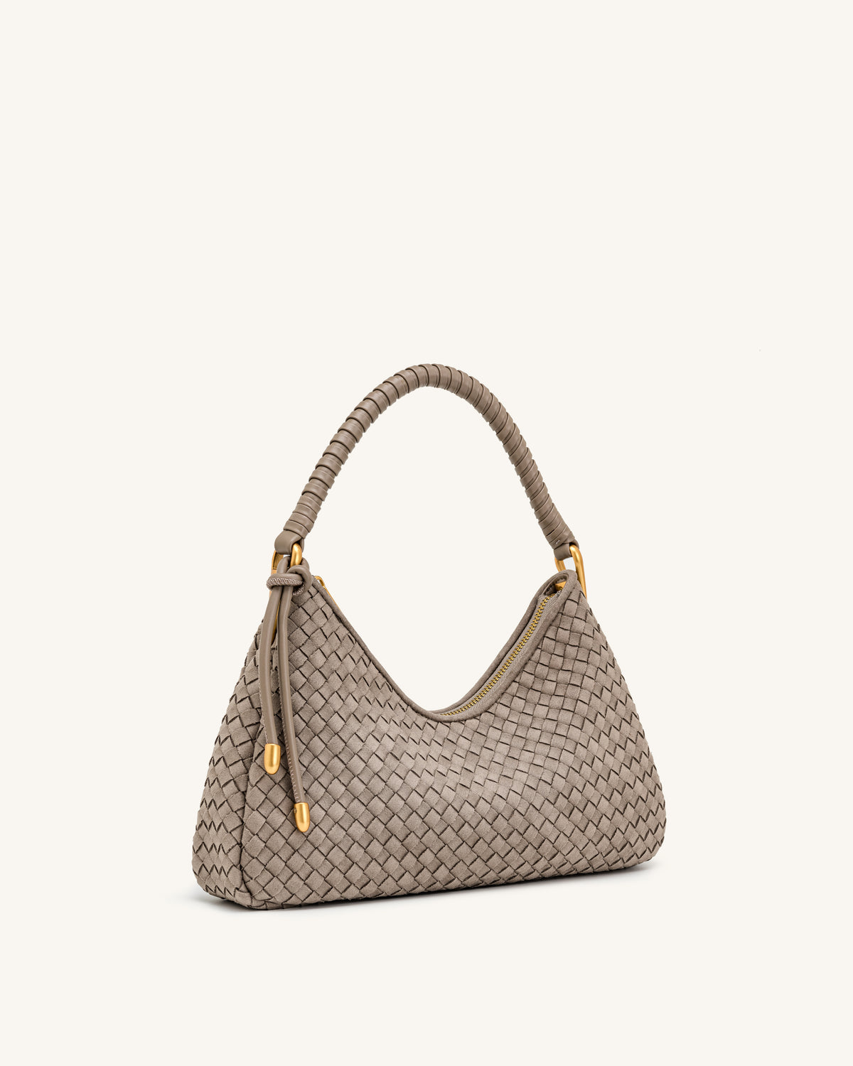 Lorena Woven Faux Suede Shoulder Bag - Stone Taupe - view 2