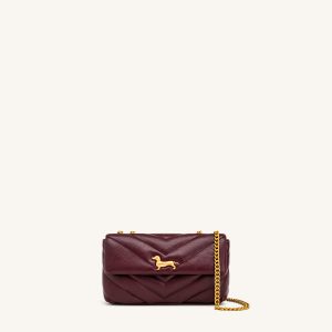 Riley Dachshund Quilted Flap Shoulder Bag - Deep Burgundy - view 1