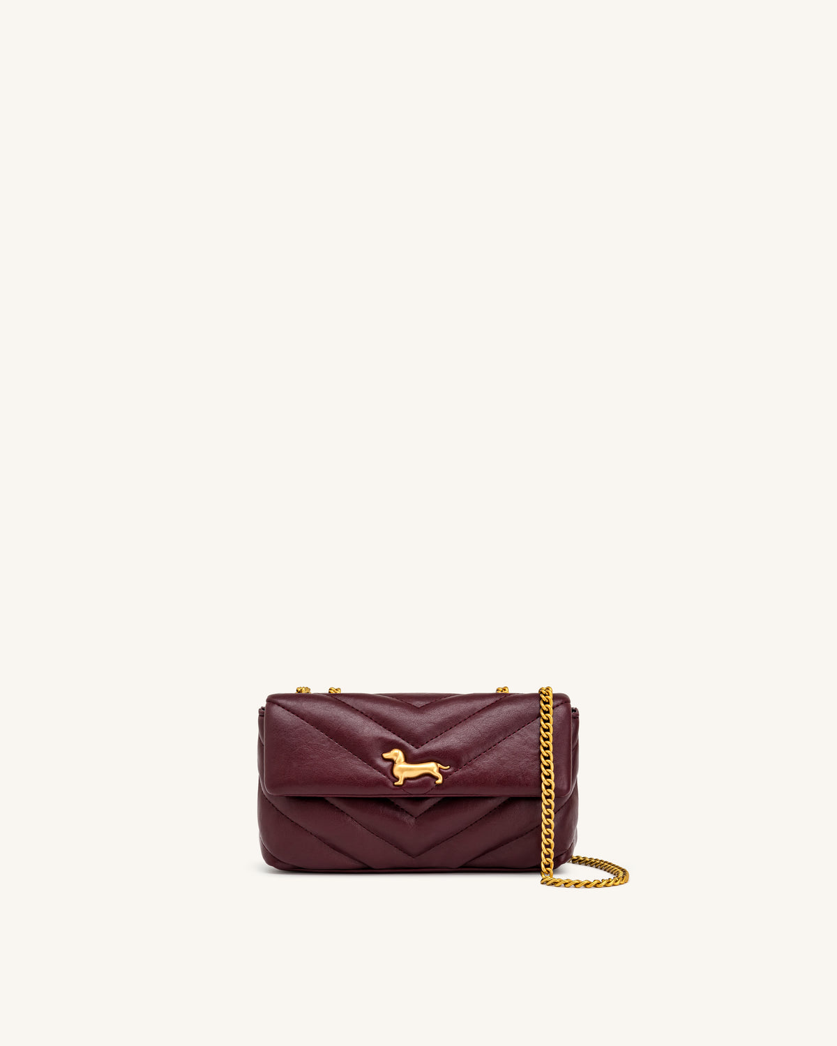 Riley Dachshund Quilted Flap Shoulder Bag - Deep Burgundy - view 1
