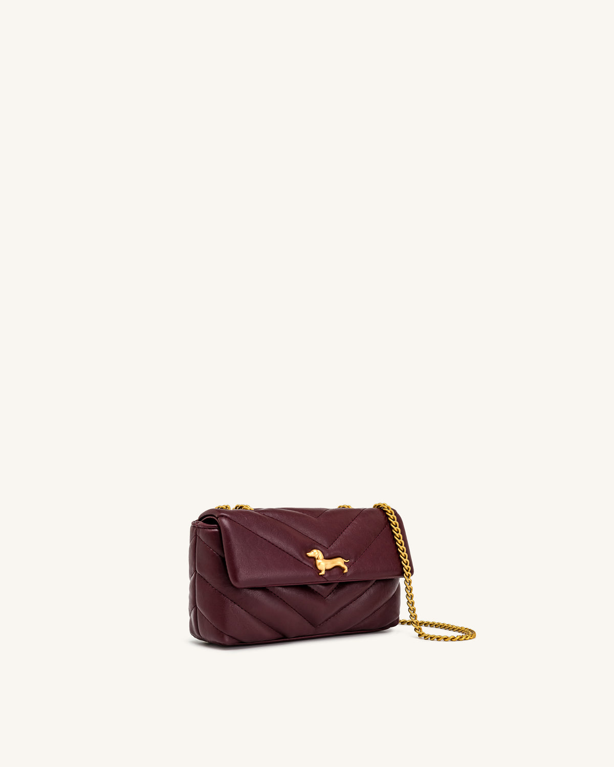 Riley Dachshund Quilted Flap Shoulder Bag - Deep Burgundy - view 2
