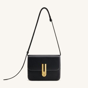 Evania Lock Pebbled Shoulder Bag - Black - view 1