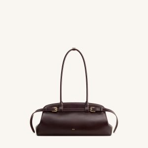 Arden Belt Detail East-West Shoulder Bag - Dark Brown - view 1