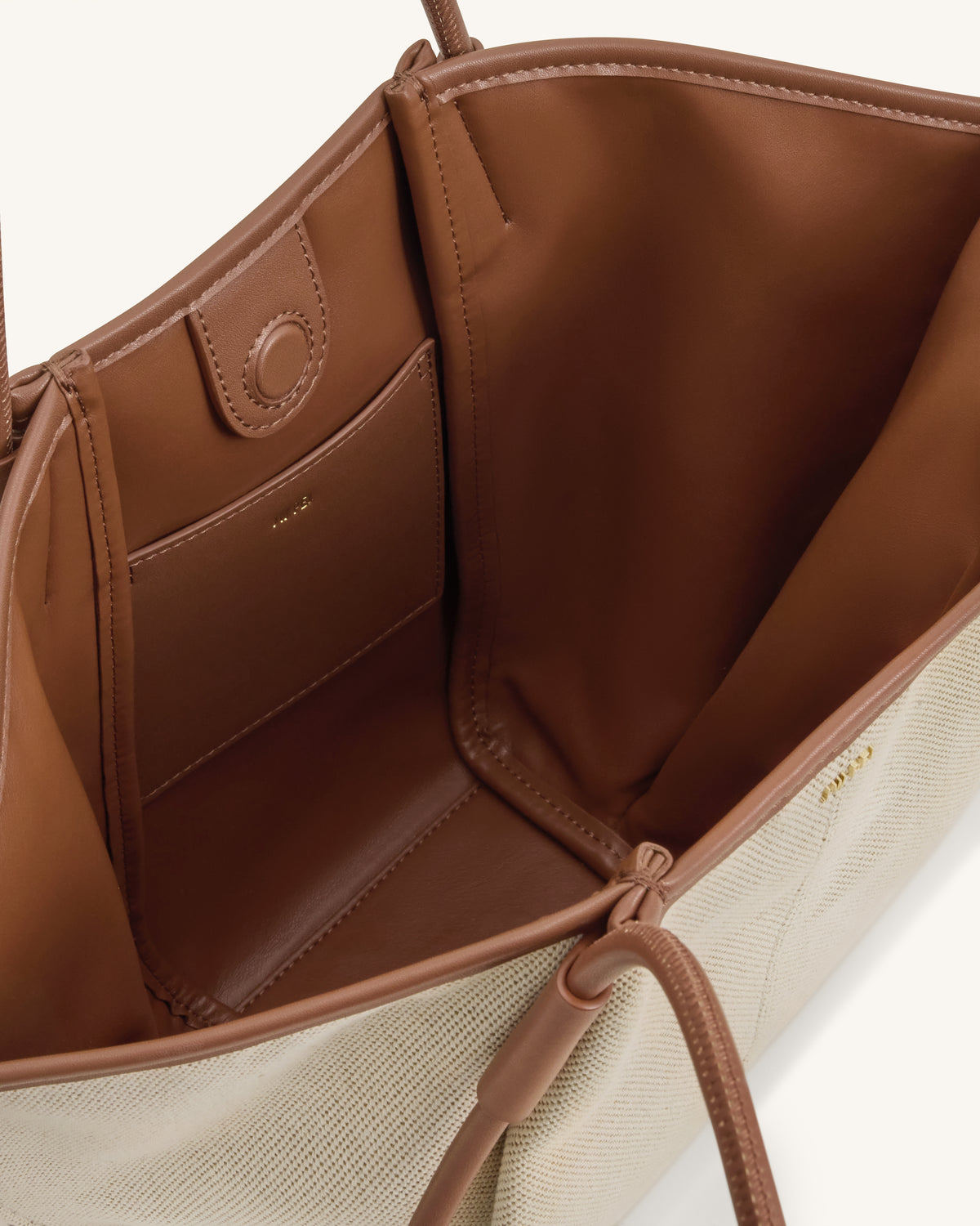 Nala Wide Tote Bag - Brown Canvas - view 4