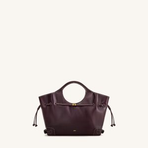 Virelle Waxed Vegan Leather Drawstring Tote Bag - Burgundy - view 1