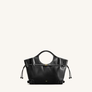 Virelle Waxed Vegan Leather Drawstring Tote Bag - Black - view 1