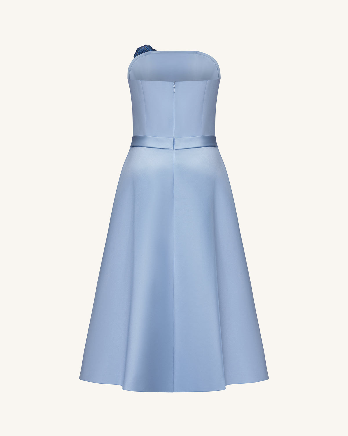 Iris Embroidered Strapless A-Line Midi Dress - Dusty Blue - view 3