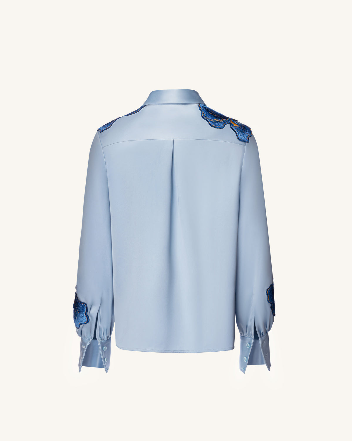 Iris Embroidered Collared Long Sleeve Shirt - Light Blue - view 4