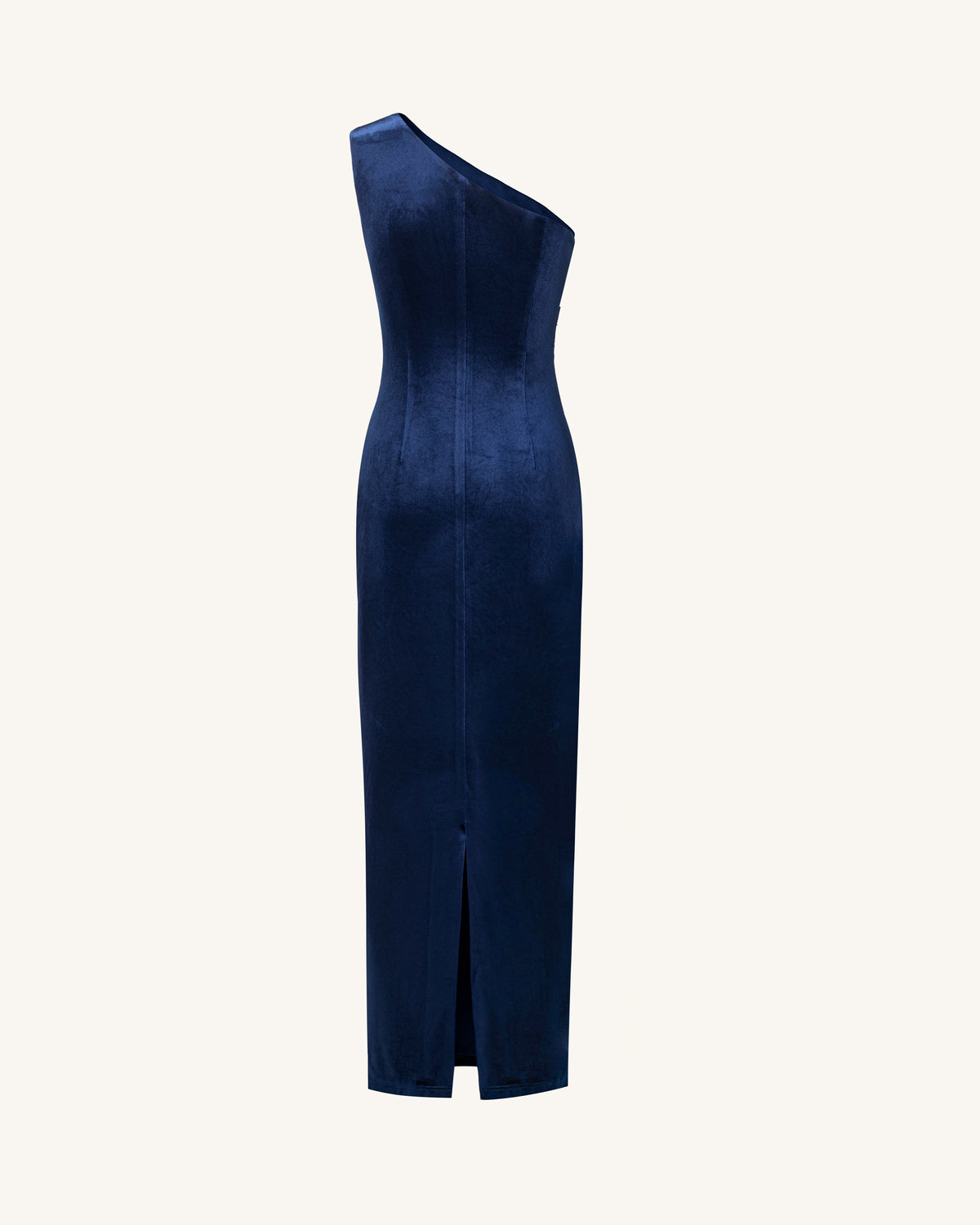Iris Embroidered Velvet One Shoulder Maxi Dress - Navy Blue - view 3