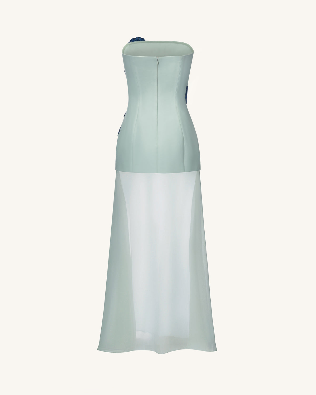 Iris Embroidered Strapless Sheer Overlay Maxi Dress - Sage Green - view 3