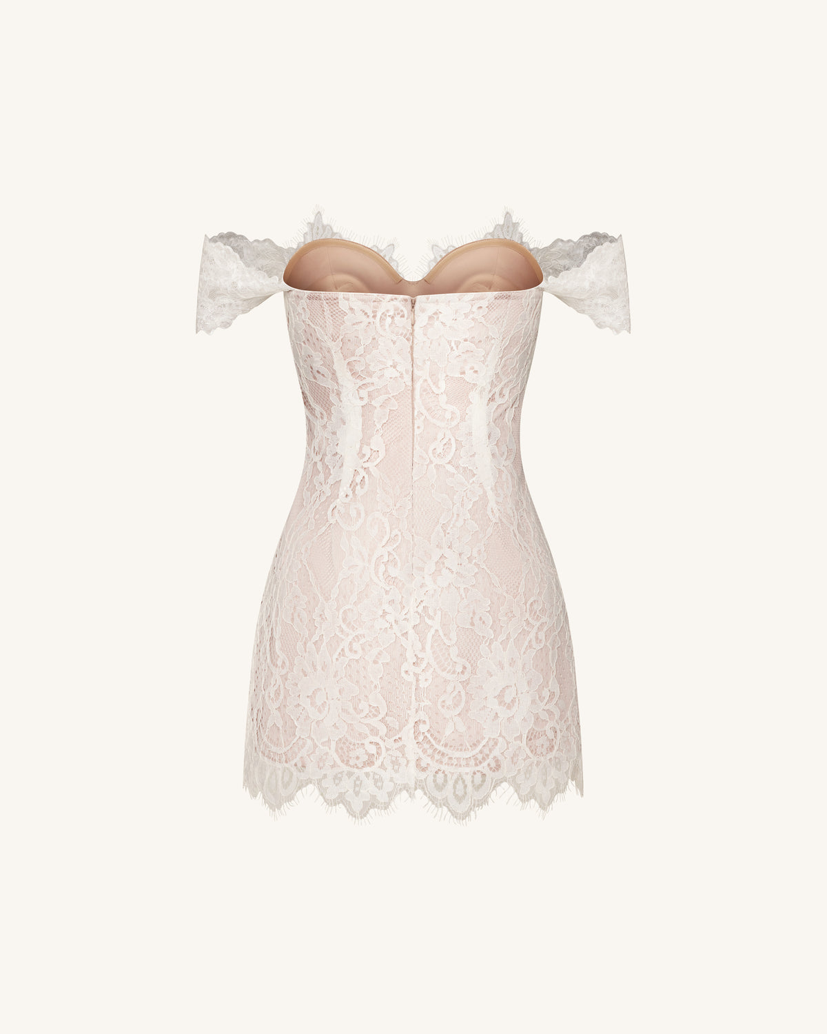 Off Shoulder Lace Mini Dress - White - view 4